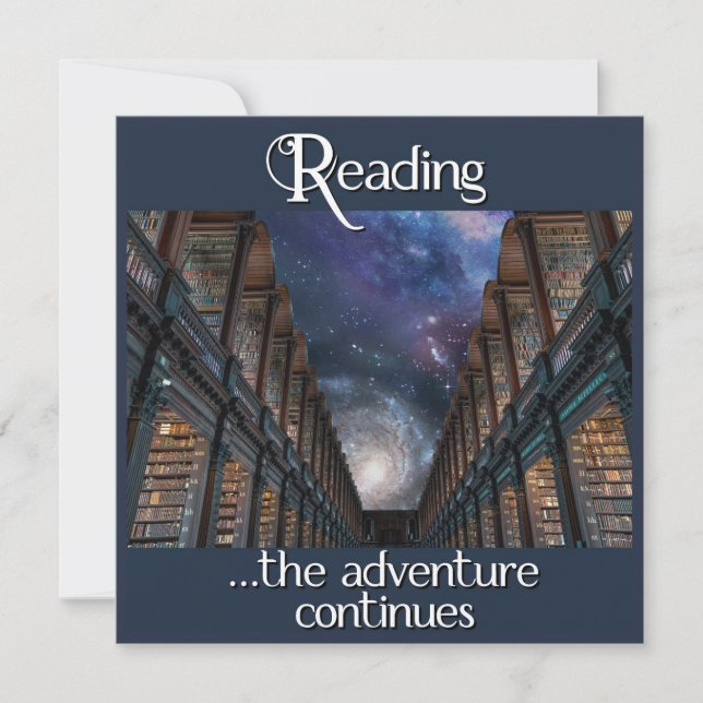 Reading, the adventure continues card (Front)