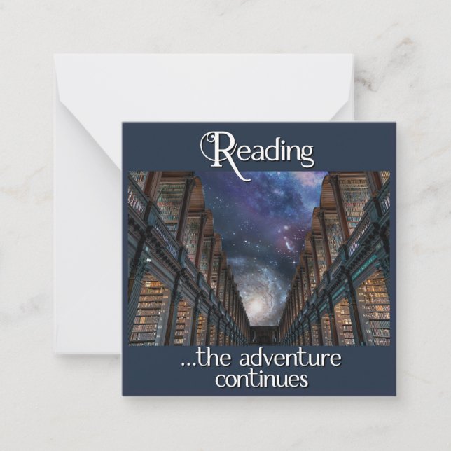 Reading, the adventure continues card (Front)