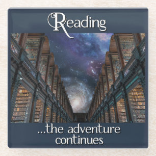 Reading, the adventure continues glass coaster