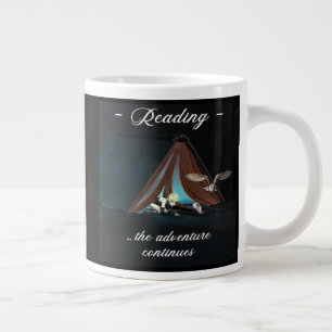 Reading, the adventure continues large coffee mug