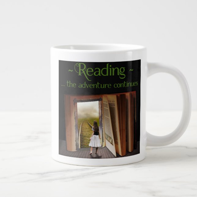 Reading, the adventure continues large coffee mug (Right)