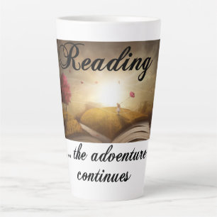 Reading, the adventure continues latte mug