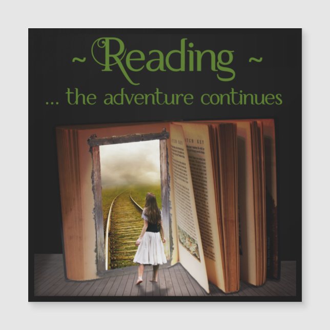 Reading, the adventure continues magnetic invitation (Front)