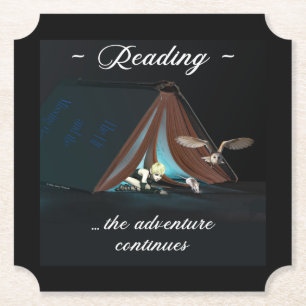 Reading, the adventure continues paper coaster