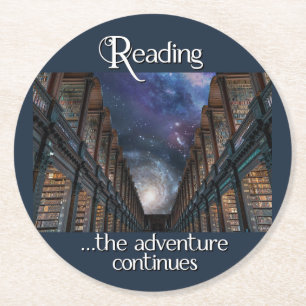 Reading … the adventure continues round paper coas coaster