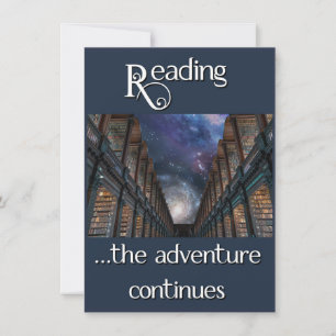 Reading, the adventure continues thank you card