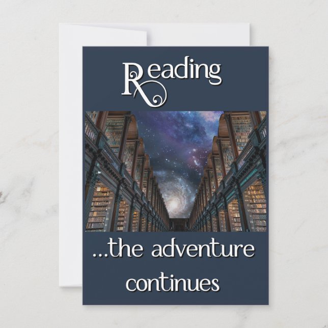 Reading, the adventure continues thank you card (Front)