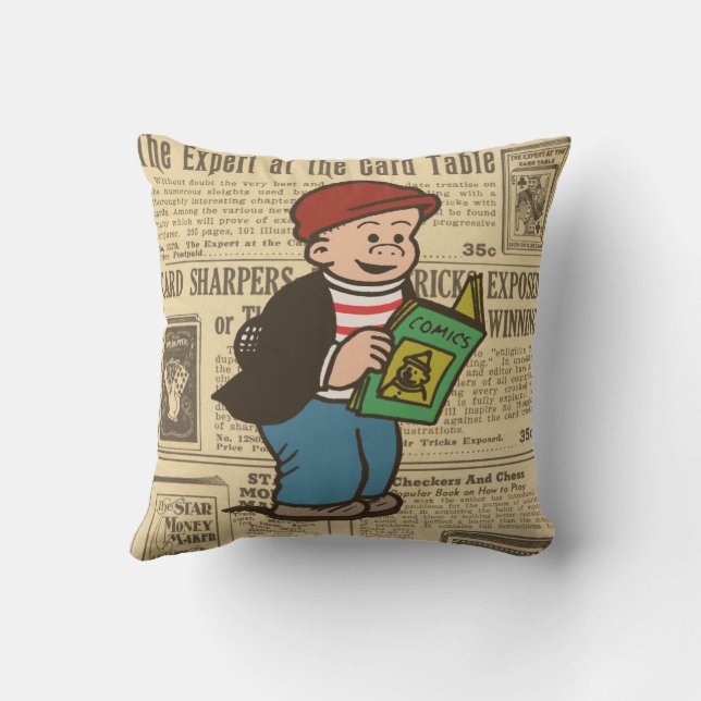 "Reading the Comics" Throw Pillow (Back)