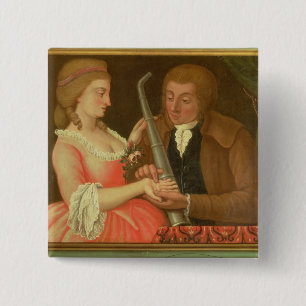 Reading the Palm (oil on canvas) 15 Cm Square Badge