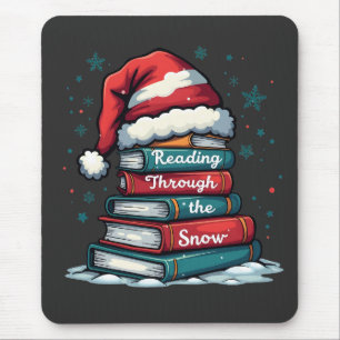 Reading Thru the Snow Reading Xmas Santa Lovers Mouse Pad