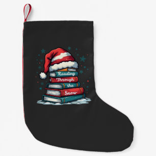 Reading Thru the Snow Reading Xmas Santa Lovers  Small Christmas Stocking