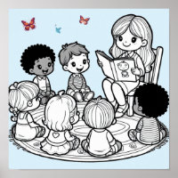 Reading Time Circle Kids Poster