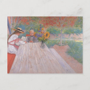 Reading to Brother Outside Postcard