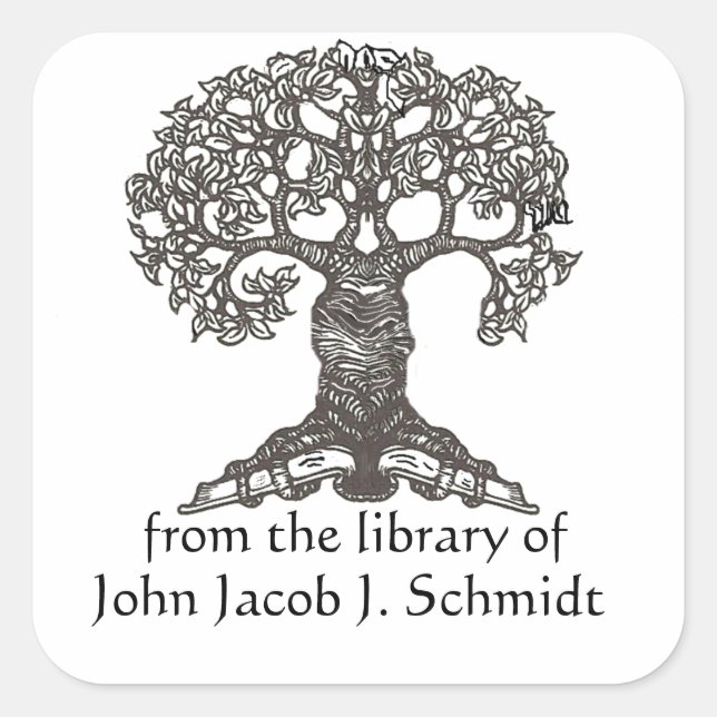 Reading Tree Square Bookplate Square Sticker (Front)