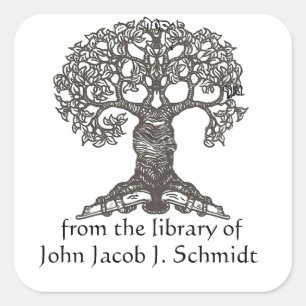 Reading Tree Square Bookplate Sticker
