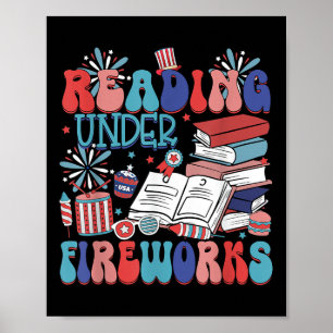 Reading Under Fireworks Independence Day Librarian Poster