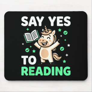 Reading unicorn fantasy men women kids reading mouse pad