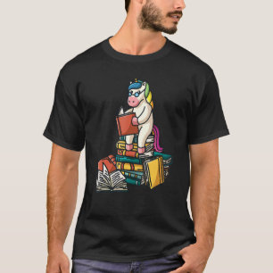 Reading Unicorn Sitting On A Stack Of Books Unicor T-Shirt