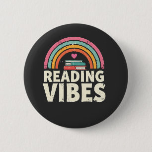 Reading Vibes Retro Rainbow Vintage Books Lovers 6 Cm Round Badge
