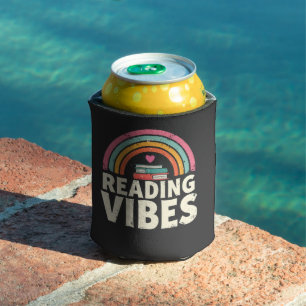 Reading Vibes Retro Rainbow Vintage Books Lovers Can Cooler