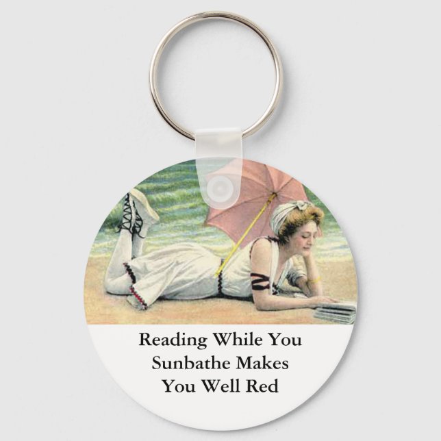 Reading While You Sunbathe Humour Keychain (Front)