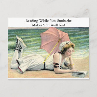 Reading While You Sunbathe Humour Postcard