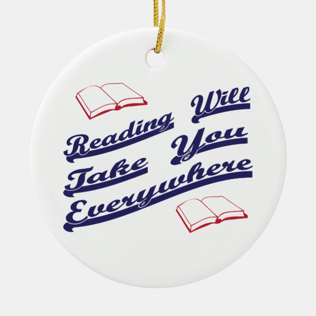 reading will take you everywhere ceramic tree decoration (Front)
