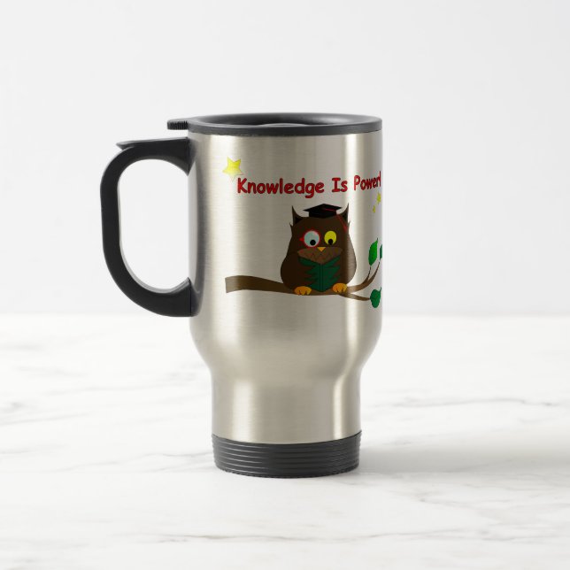 Reading Wise Owl Travel Mug (Left)