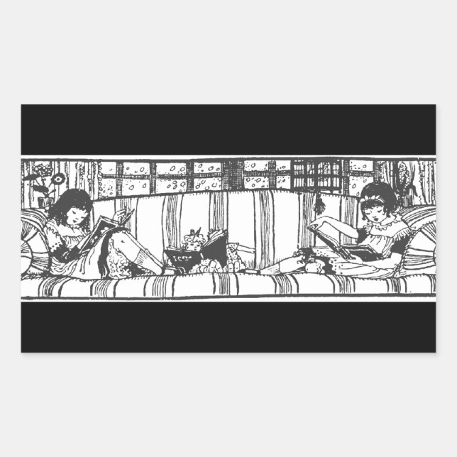 Reading with Dolly Rectangular Sticker (Front)