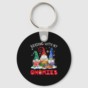 Reading With My Gnomies Christmas Funny Gnomes Rea Key Ring