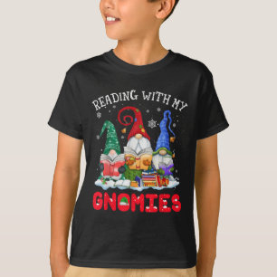 Reading With My Gnomies Christmas Funny Gnomes Rea T-Shirt
