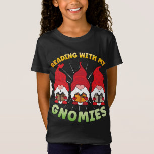 Reading With My Gnomies Funny Gnome Book Reading L T-Shirt
