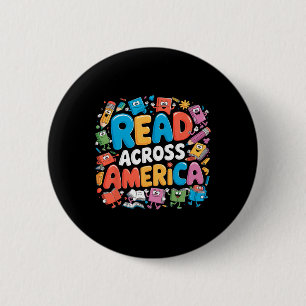 Reads Across Tee America Reading Teacher Books Rea 6 Cm Round Badge