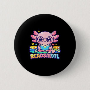 Readsalotl cute axolotl bookworm 6 cm round badge