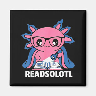 Readsolotl axolotl book lover funny reading kids magnet