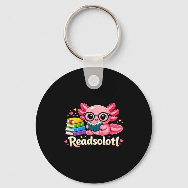 Readsolotl funny adorable pet axolotl bookworm key ring (Front)