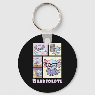 Readsolotl kawaii axolotl book lover funny reading key ring