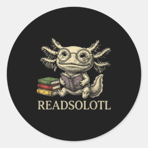 Readsolotl vintage axolotl book lover funny readin classic round sticker