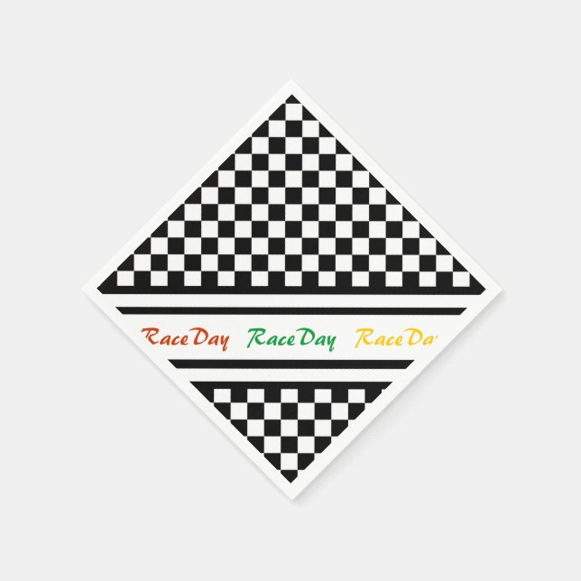 Ready 4 Race Day Classic Racing Check Black White Napkin (Corner)