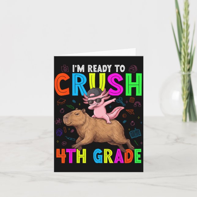 Ready For 4th Grade Back To School Capybara Card (Front)