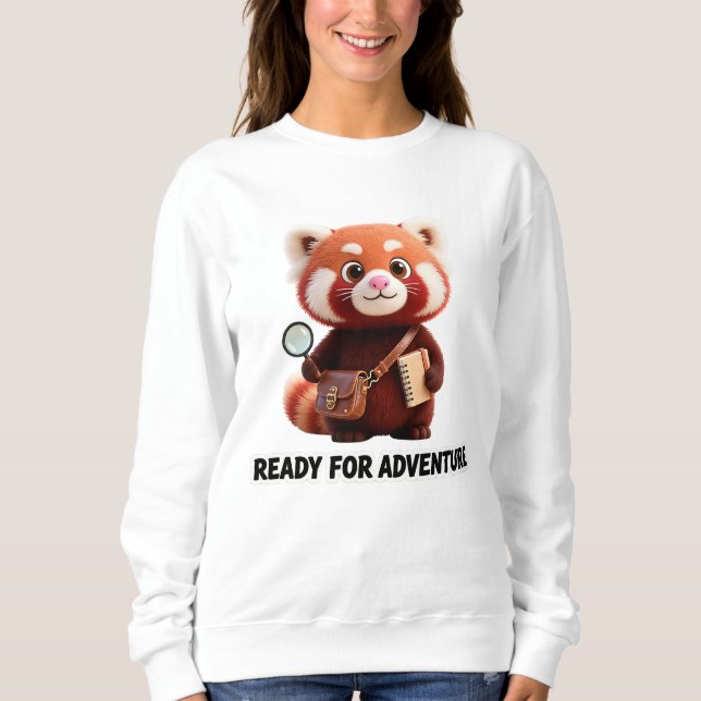 Ready For Adventure Cute Red Panda Explorer Sweatshirt (Front)
