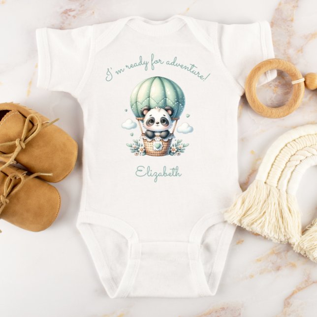 Ready for Adventure Personalized Panda Balloon Baby Bodysuit (Creator Uploaded)
