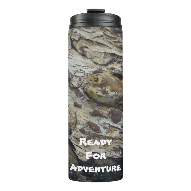 Ready for Adventure Rustic Woodgrain Driftwood Thermal Tumbler (Front)