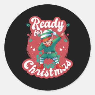 Ready For Christmas Elf Xmas Santa Claus Snow Adve Classic Round Sticker