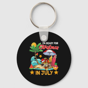 Ready For Christmas In July Cute Santa Grouper Fis Key Ring