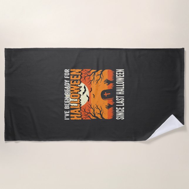 Ready For Halloween Graveyard Design_1 Beach Towel (Front)