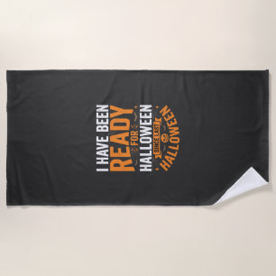 Ready For Halloween Pumpkin Skull Design Beach Towel