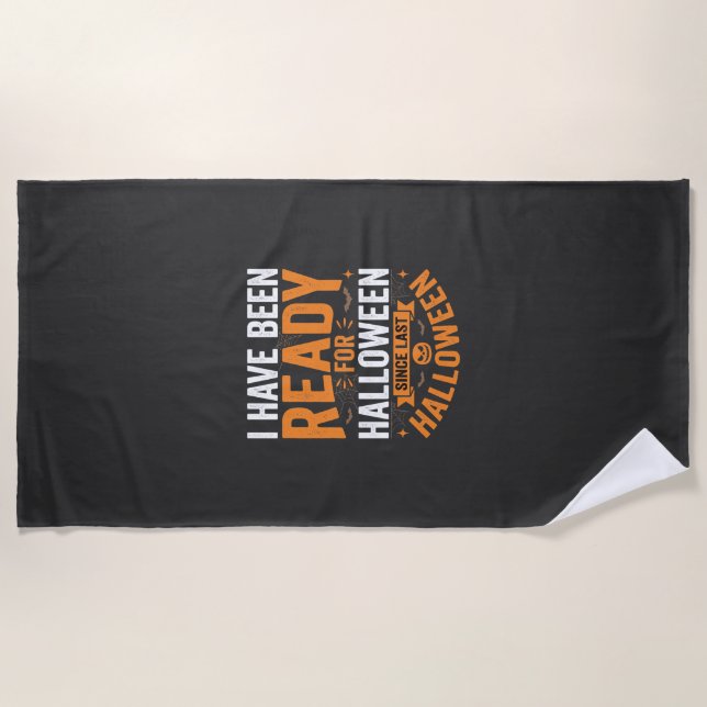 Ready For Halloween Pumpkin Skull Design Beach Towel (Front)