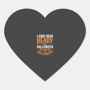 Ready For Halloween Pumpkin Skull Design Heart Sticker