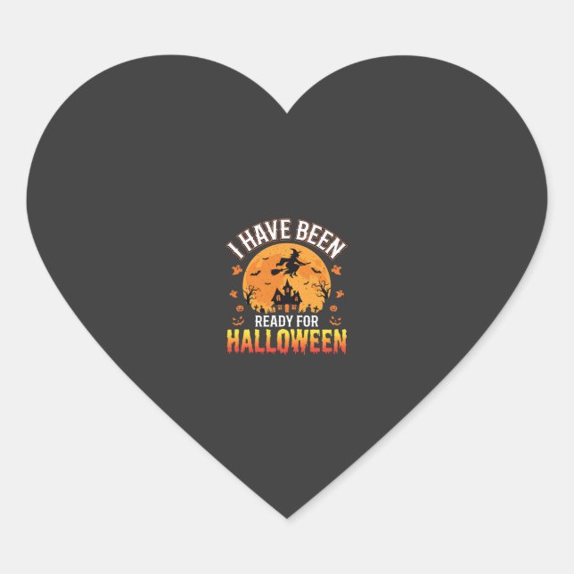 Ready For Halloween Witch Haunted House Design Heart Sticker (Front)